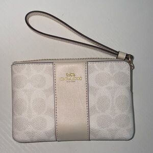 Coach Beige and Cream Wristlet Clutch